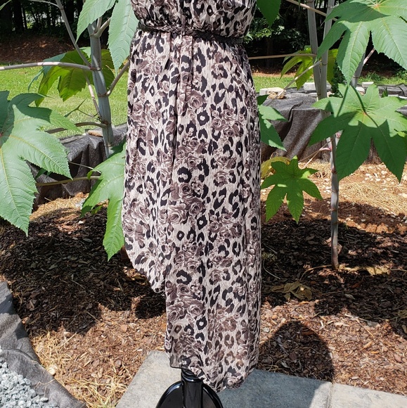 Closet Cleanout! DNA Couture Chiffon Jaguar Rose Print Dress - Picture 5 of 6